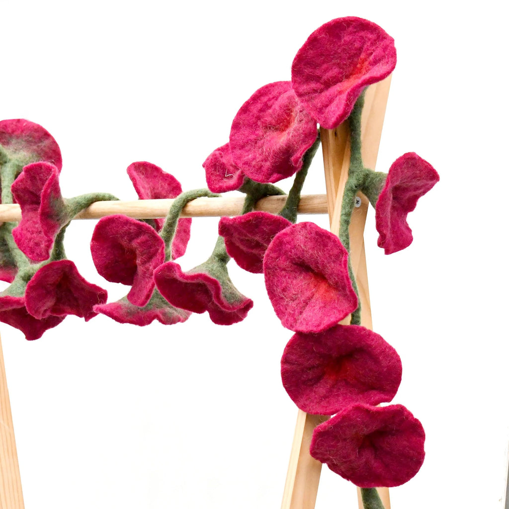 tara treasures felt flower garland in maroon