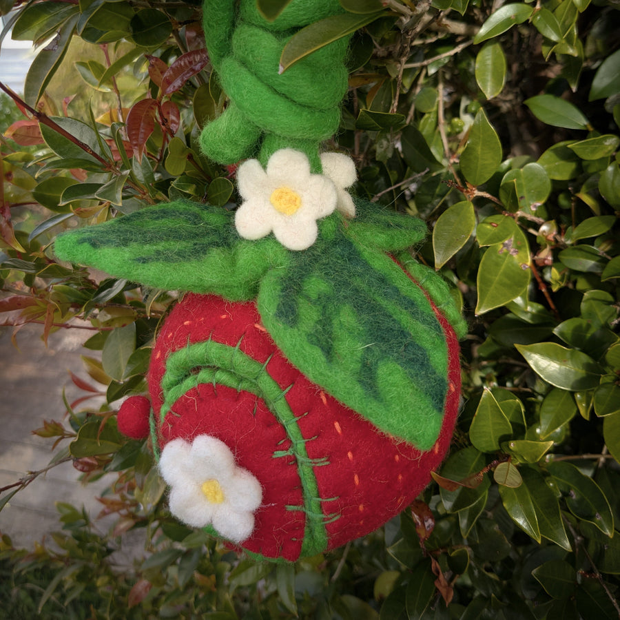 Felt Fairy Home | Strawberry Pod with Fairy Doll