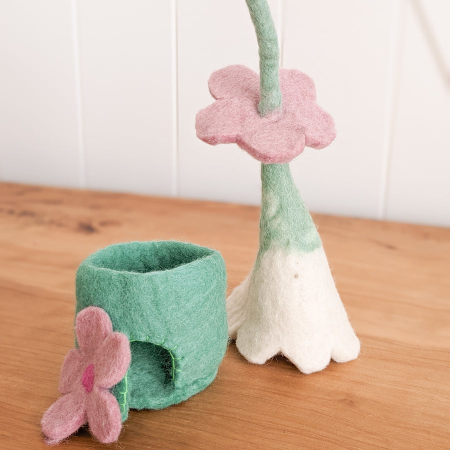 Felt Tiny Home - Aqua Flowers