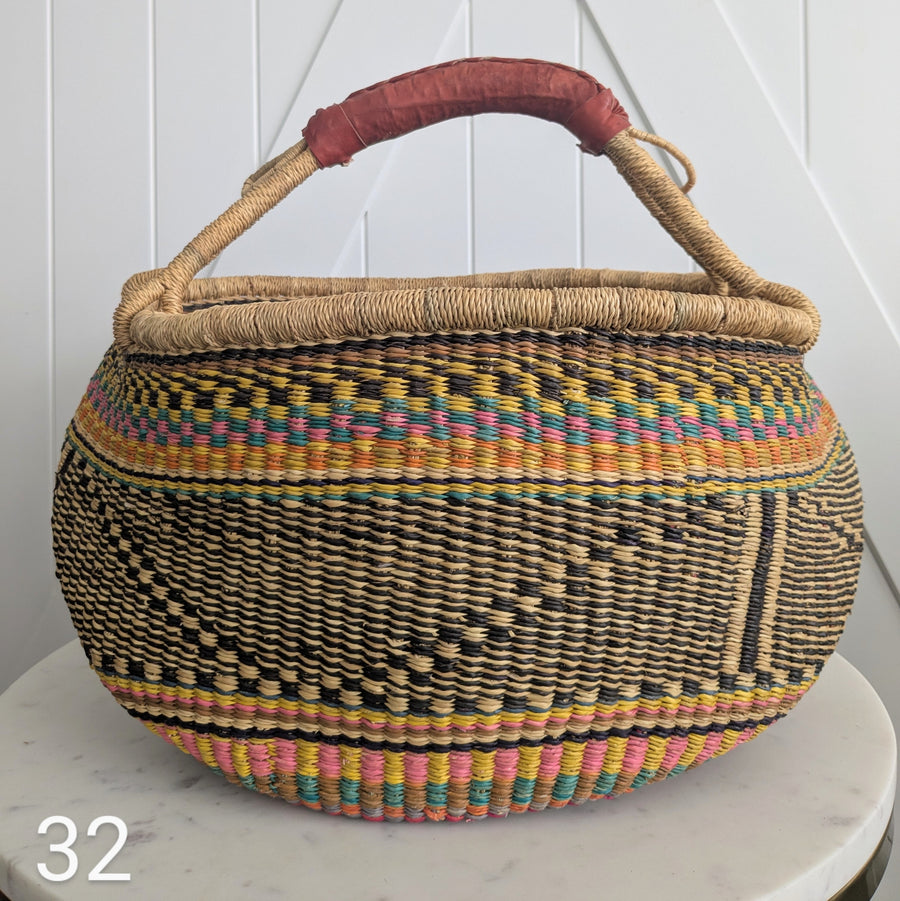 Patterned Bolga Basket - Extra Large Sizes