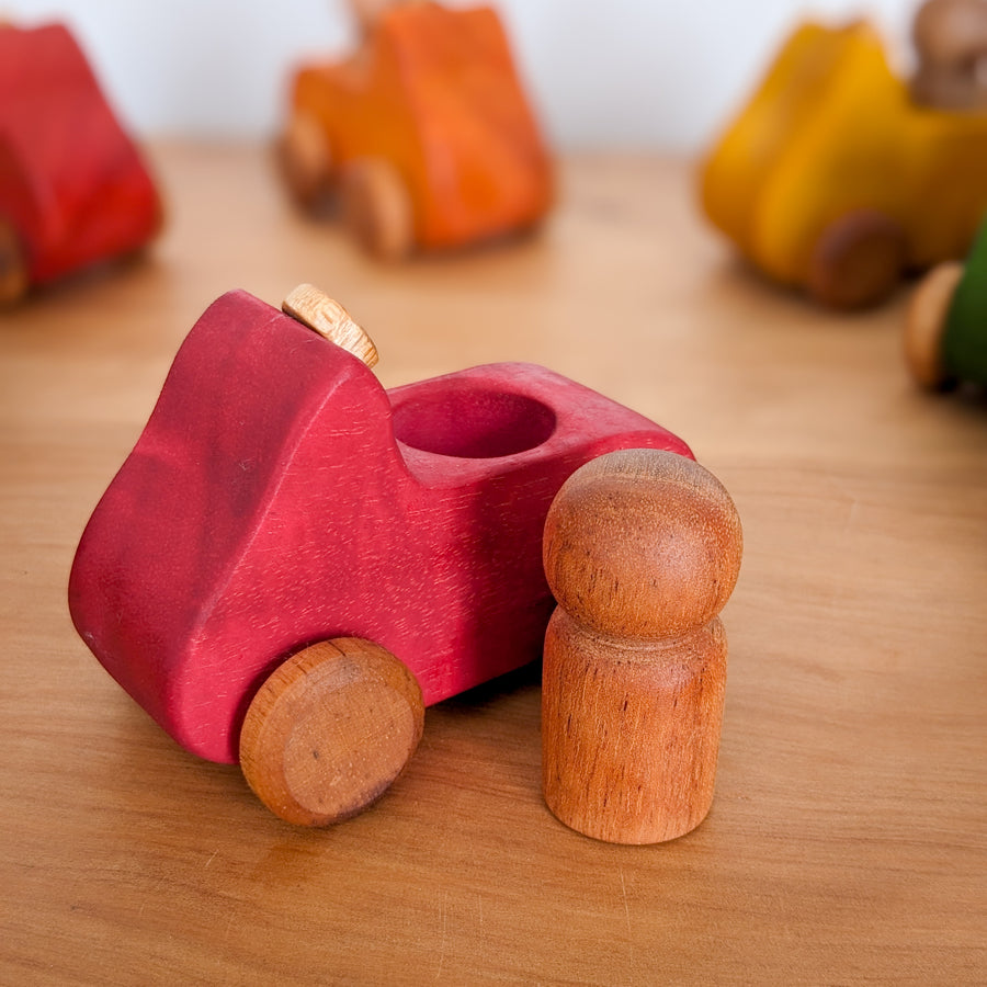 Rainbow Wooden Cars with Peg Dolls