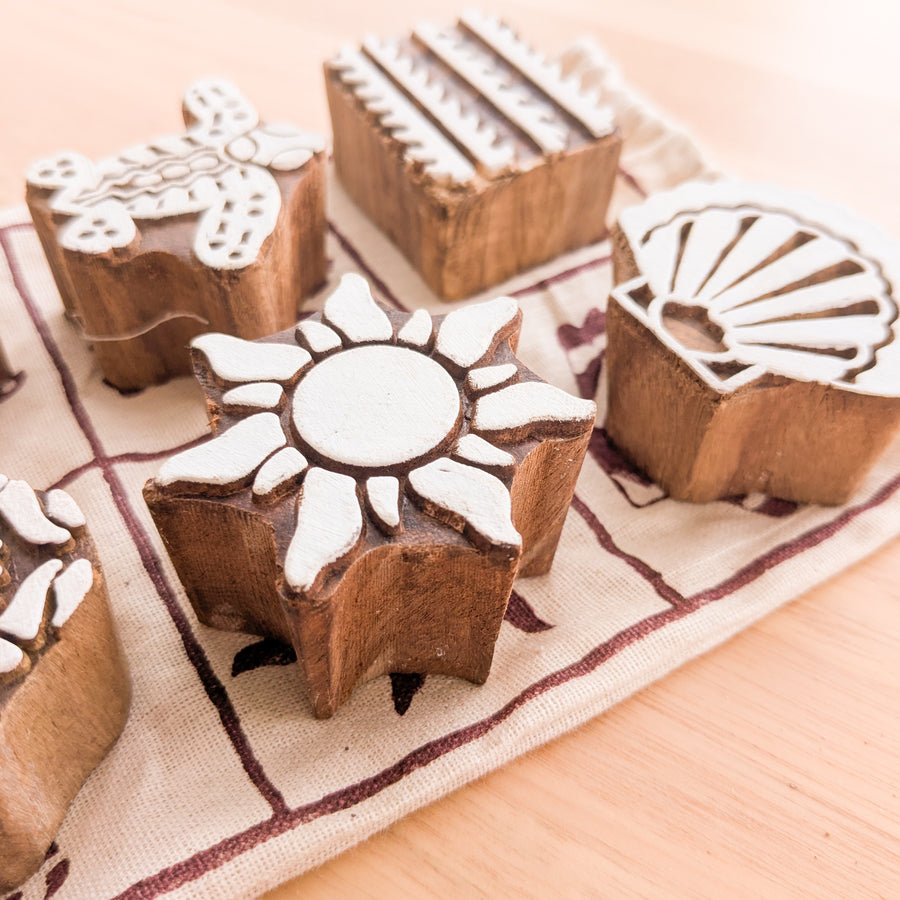 Wooden Printing Blocks - Beach Theme (Set of 8)