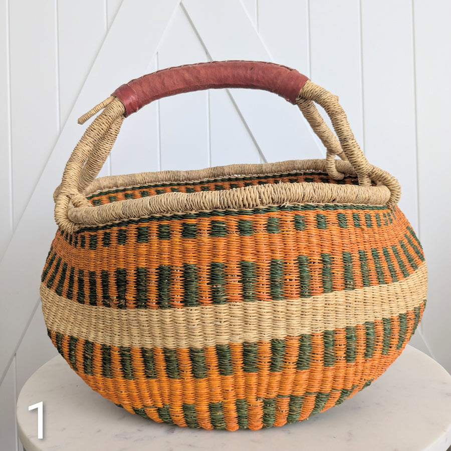 Patterned Bolga Basket - Extra Large Sizes