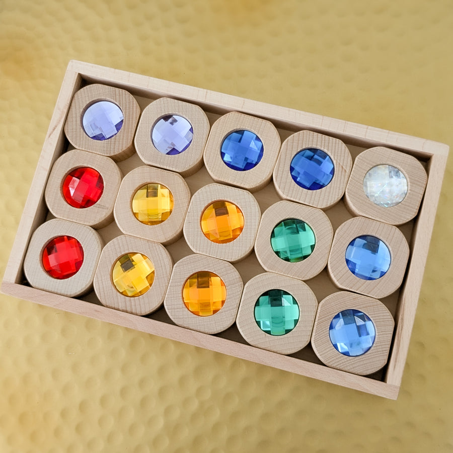 Bitcoin Sparkle Rainbow Gem Block Set - 15 pieces
