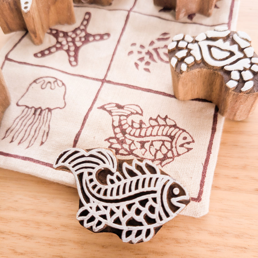 Wooden Printing Blocks - Beach Theme (Set of 8)