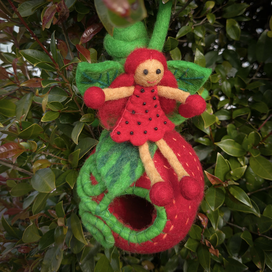 Felt Fairy Home | Strawberry Pod with Fairy Doll