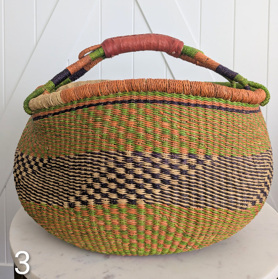 Patterned Bolga Basket - Extra Large Sizes