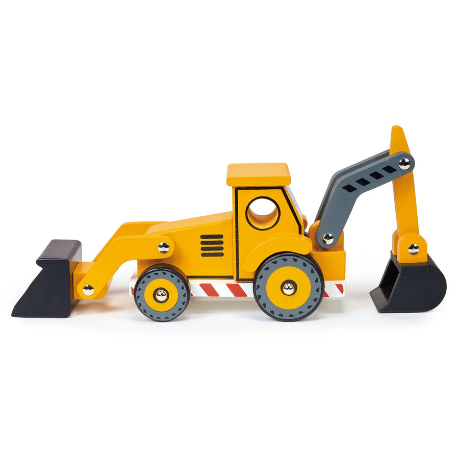 Mentari Toys | Wooden Backhoe Loader Construction Vehicle