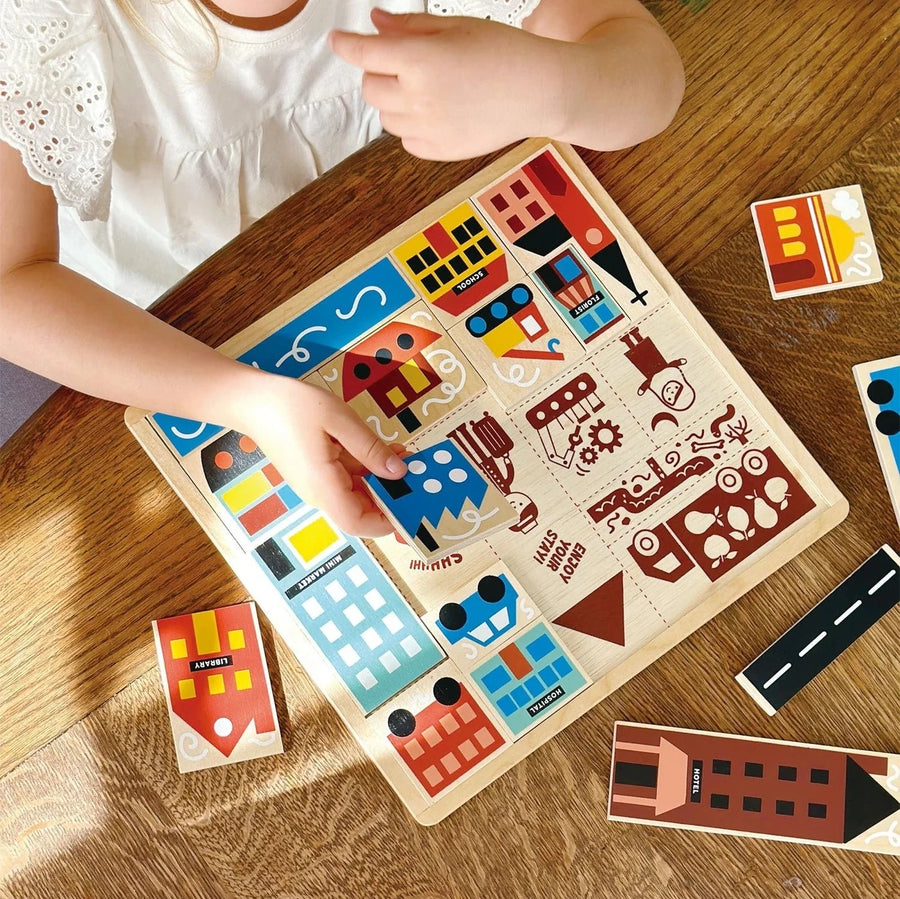 Mentari Toys | Wooden Town Puzzle