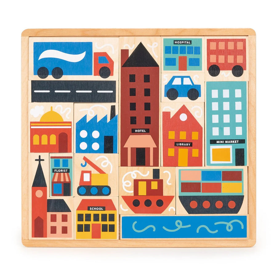 Mentari Toys | Wooden Town Puzzle