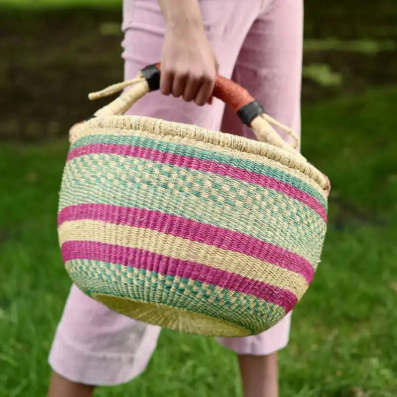 Patterned Bolga Basket - Extra Large Sizes
