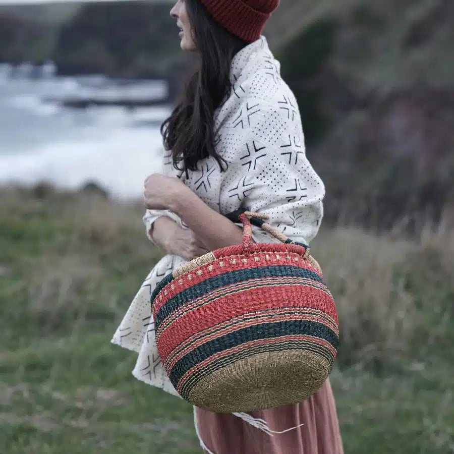 Patterned Bolga Basket - Extra Large Sizes