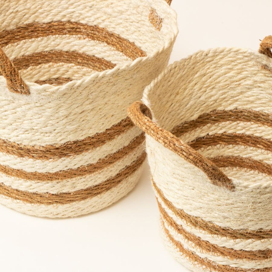 White Striped Baskets