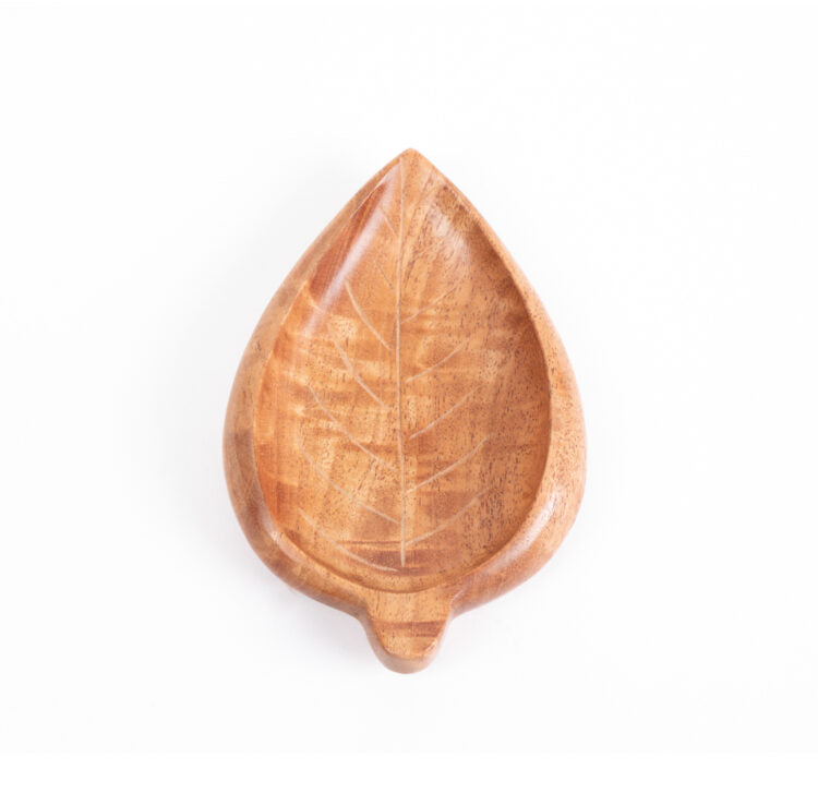 Wooden Leaf Scoop Dish