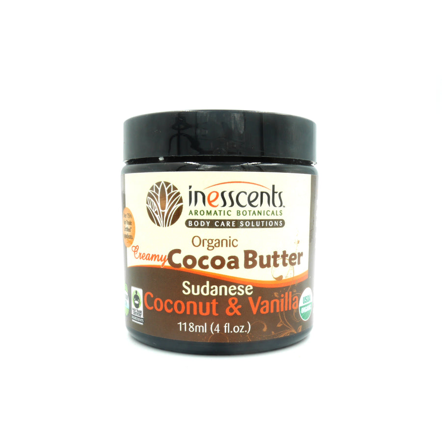 Natural, 100% organic cocoa butter icarefully blended with shea butter and organic oils.