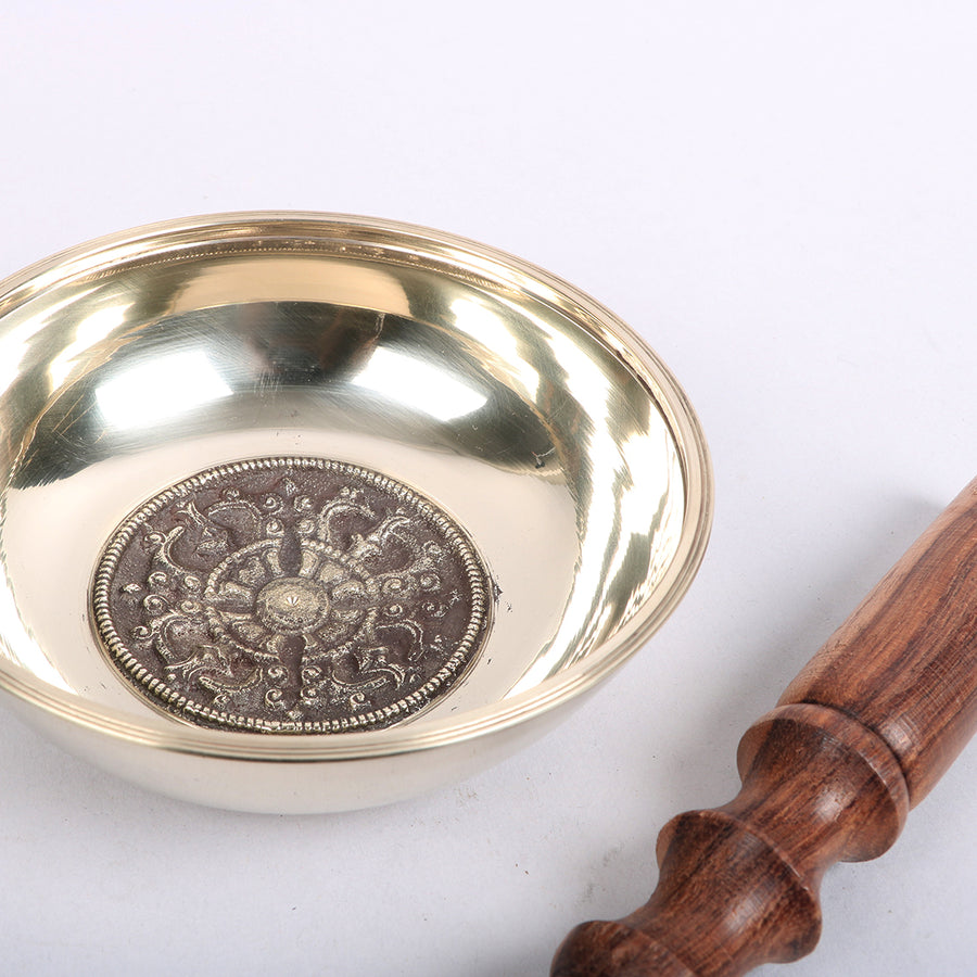 Gold plated singing bowl for meditation, yoga and mindfulness practices. Ethically made in Nepal. 