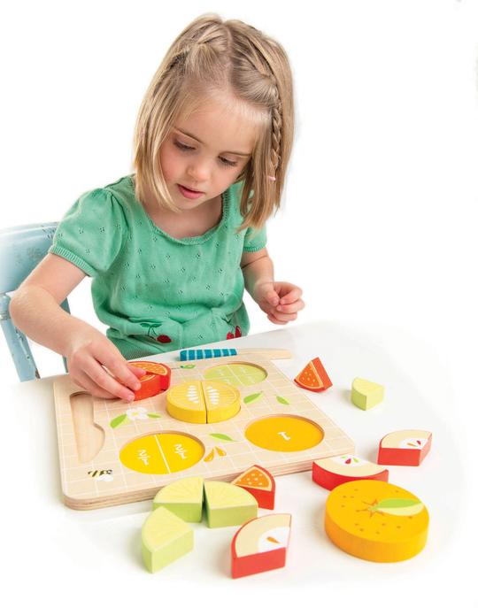 Chunky wooden kids puzzle. Hand-painted in child safe, nontoxic paint.