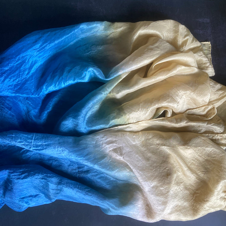 Botanically hand-dyed, 100% pure silk squares. 