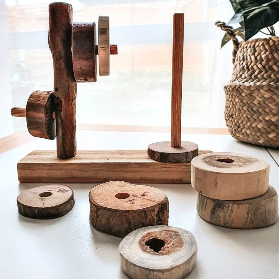 Montessori toy natural wooden stacker