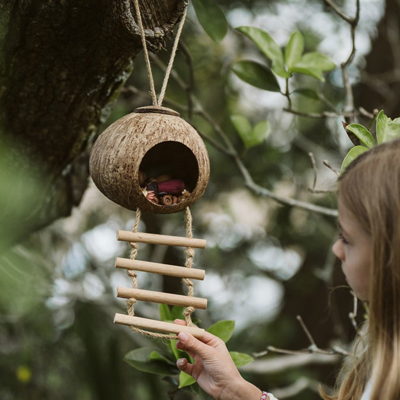 Qtoys | Hanging Coconut Fairy House