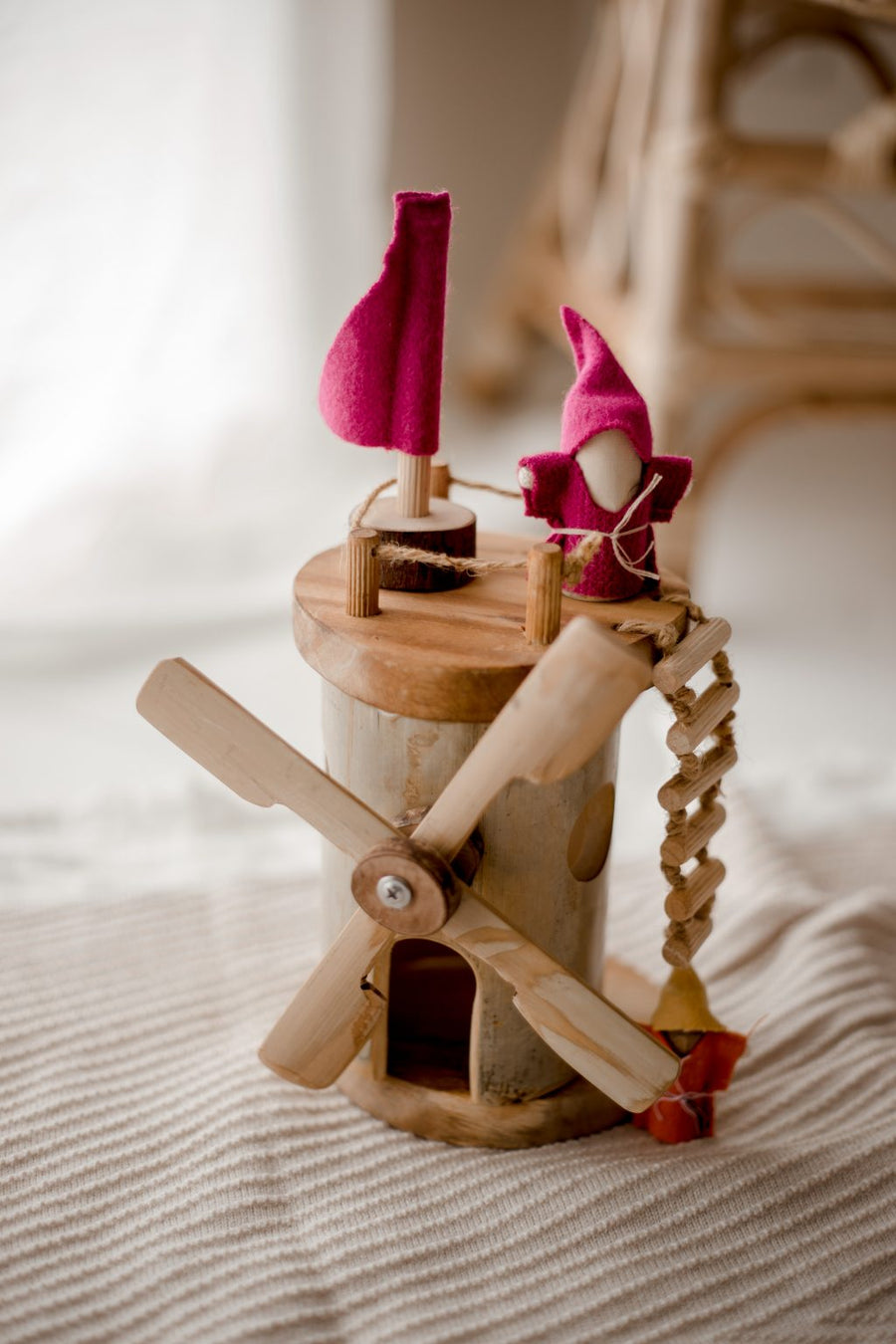 Qtoys | Wooden Windmill and Gnomes