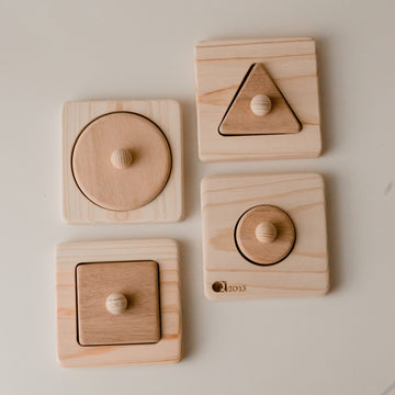 Qtoys | Natural Wooden Single Shape Puzzles
