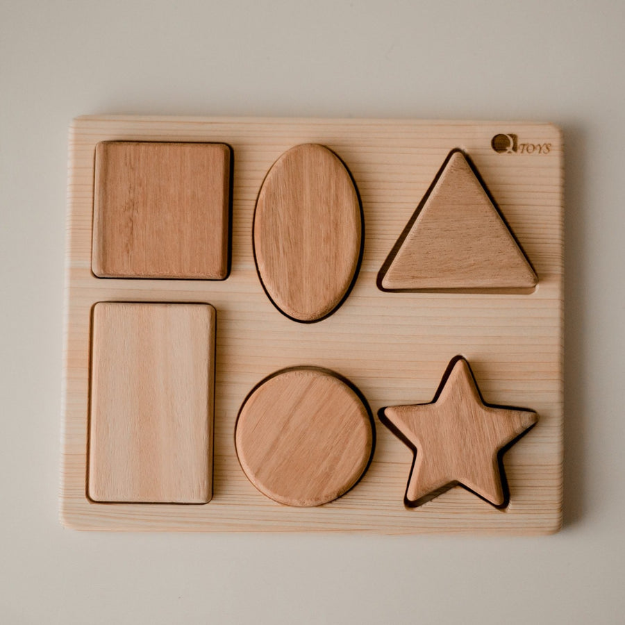 Qtoys | Natural Wooden Six Shape Puzzle