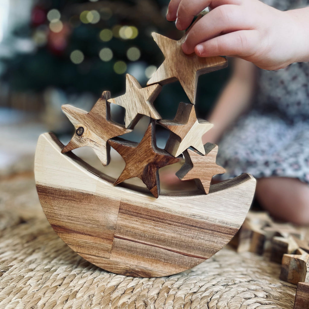 Qtoys | Wooden Moon and Star Balancing Game