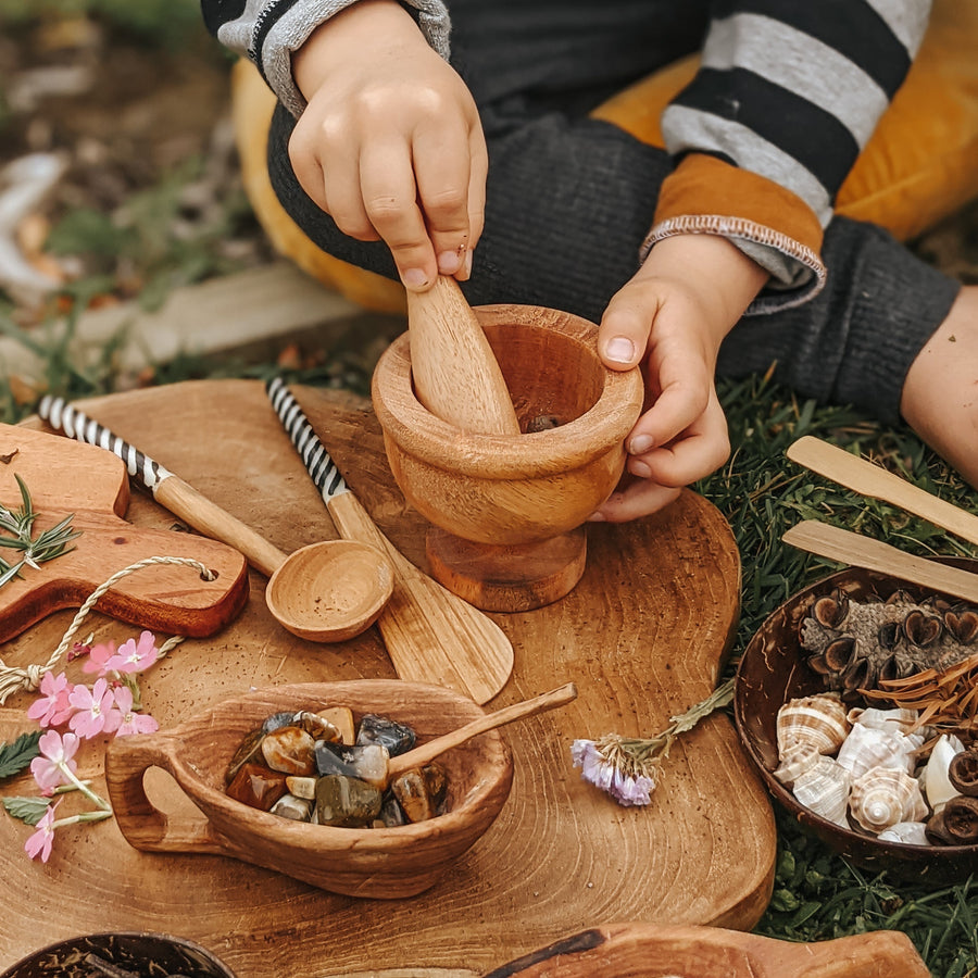 Qtoys | Wooden Mortar and Pestle - Small