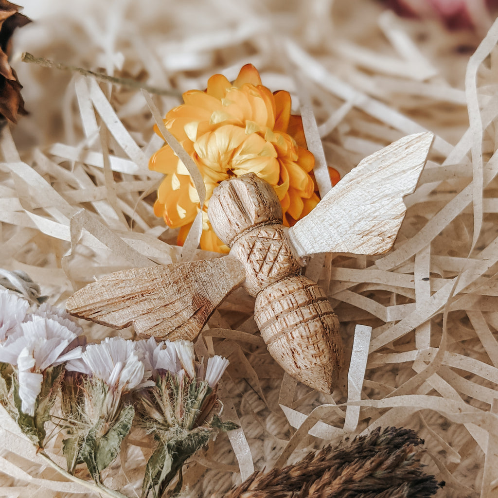 Natural Wooden Bees - Set of 3