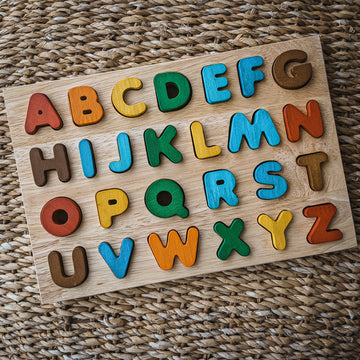 Qtoys | Wooden Alphabet Puzzle - Coloured Capital Letter