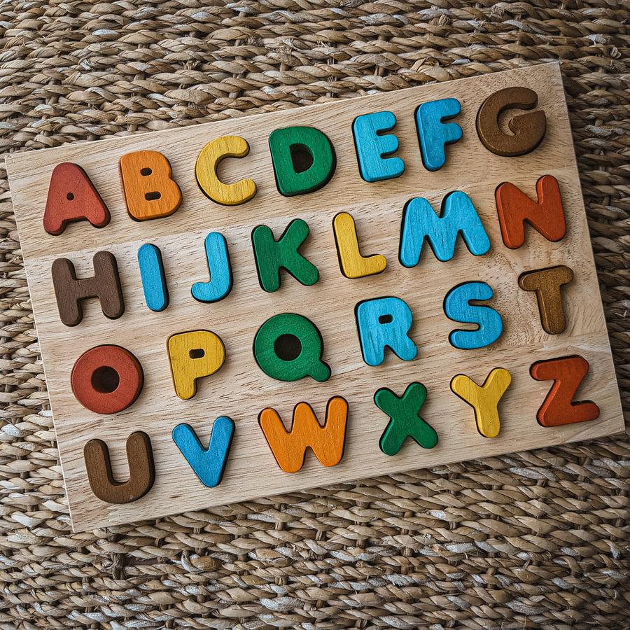 Qtoys | Wooden Alphabet Puzzle - Coloured Capital Letter