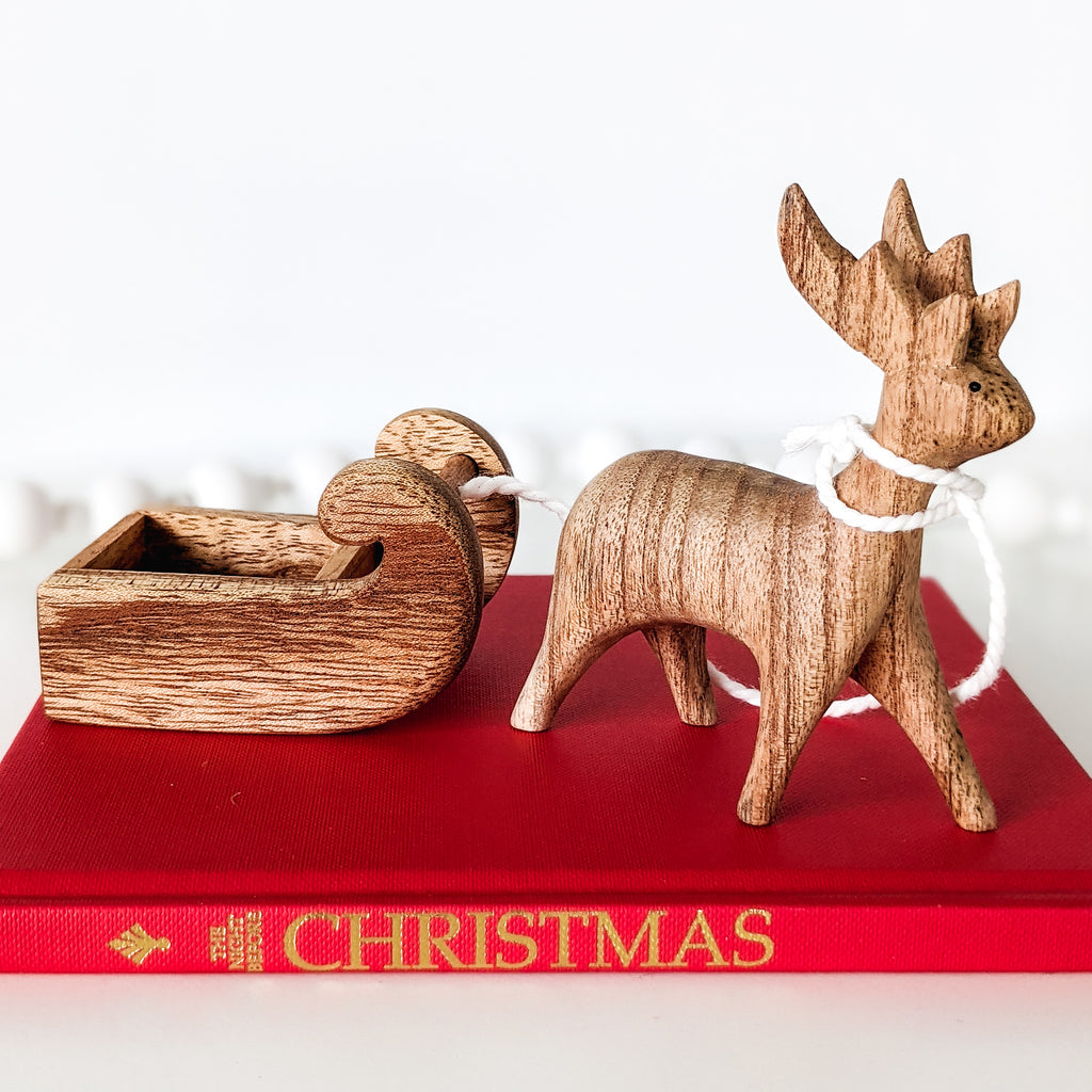 Wooden Reindeer and Sleigh