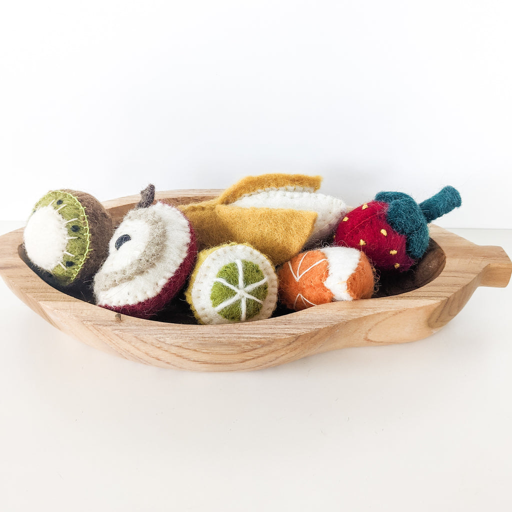 Eco-friendly, fairtrade felt fruit toys. 
