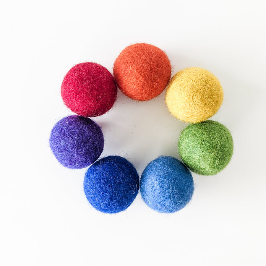 Rainbow Felt Balls - Medium (Set of 7)