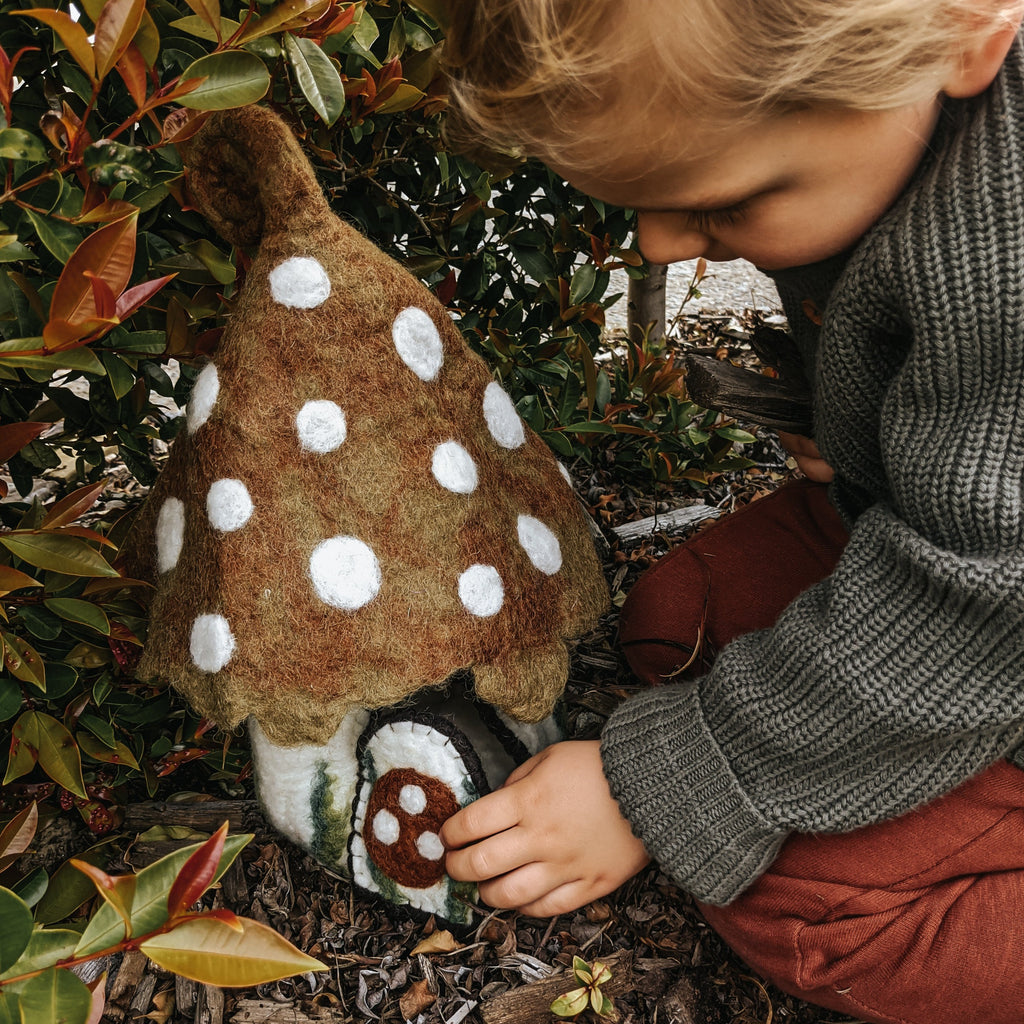 Felt mushroom home toy
