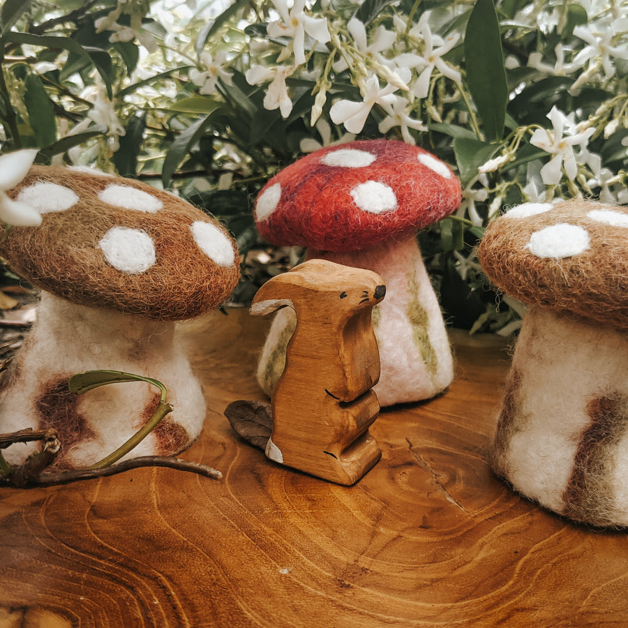 Ethical, fairtrade felt mushroom toy – small.  