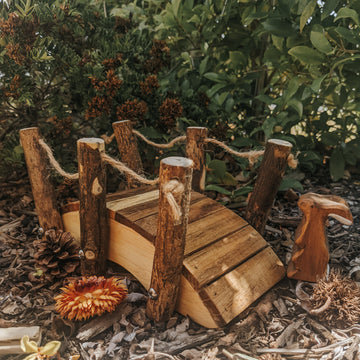Rustic Wooden Bridge for Small World Play