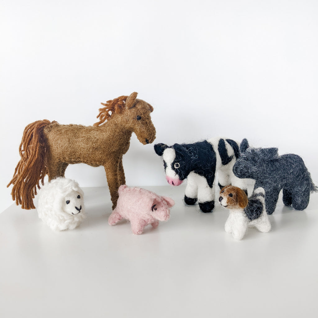 Fairtrade, felt animal toys handmade in Nepal.