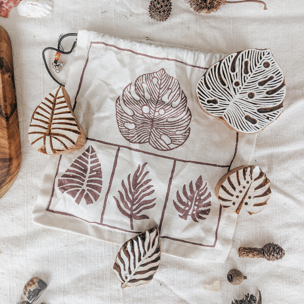 Wooden Printing Blocks - Tropical Leaf Set