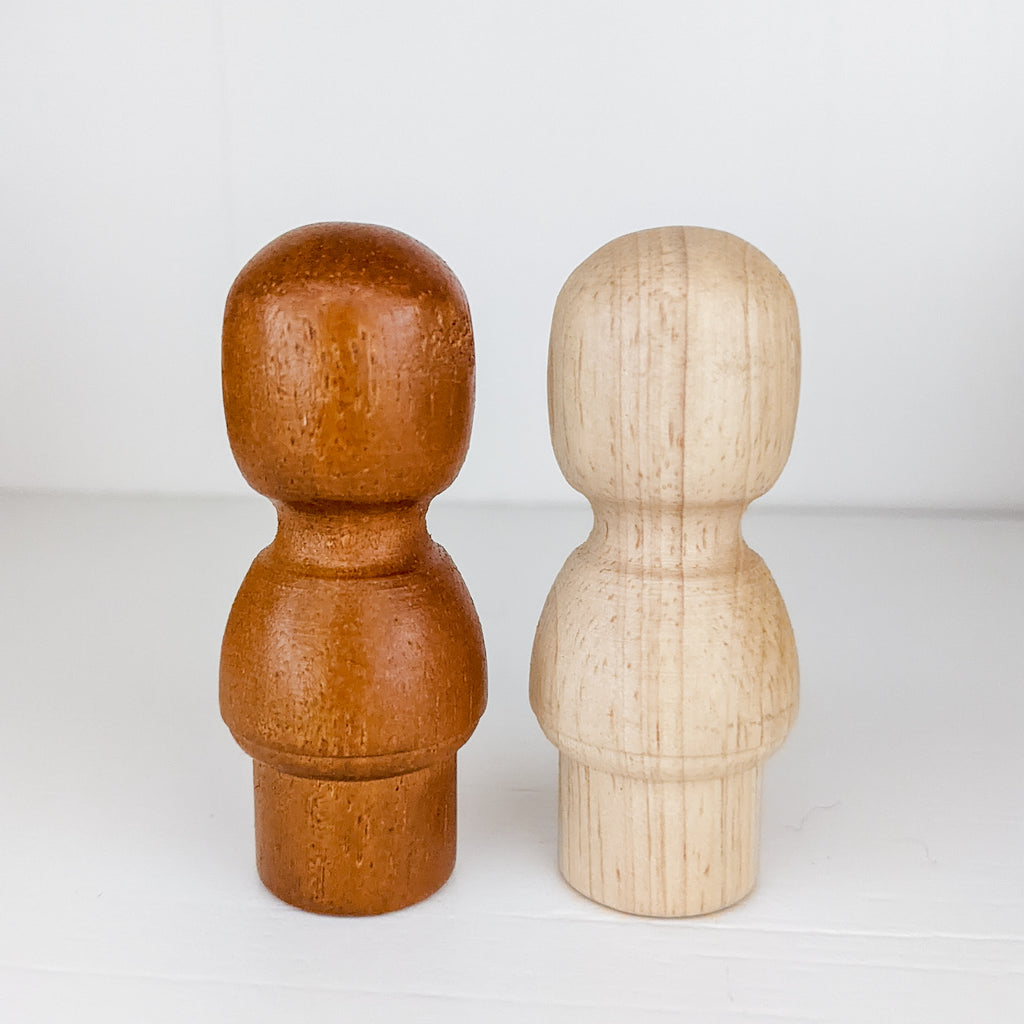 Wooden peg dolls. Ethically-made, sustainable, wooden toys.