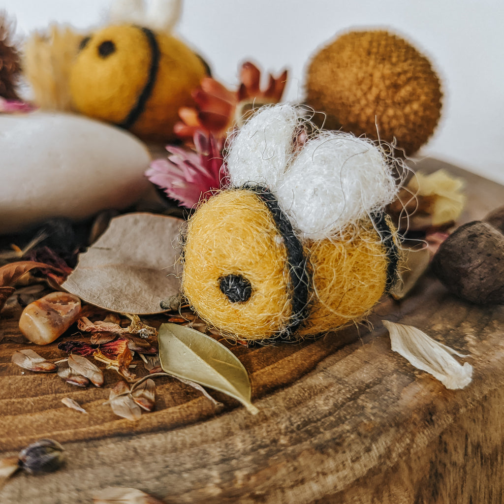 Eco-friendly, fairtrade felt bee toy. 