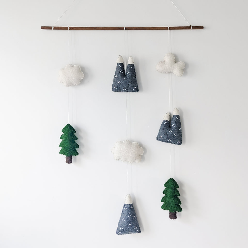 Felt wall hanging – mountains. Fair trade and eco-friendly. 