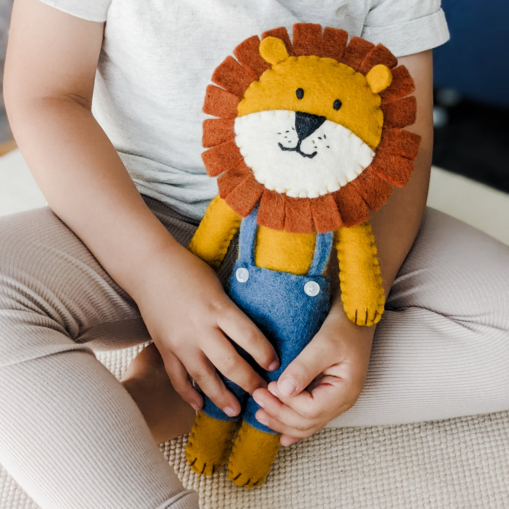 Fair trade, felt lion toy.  