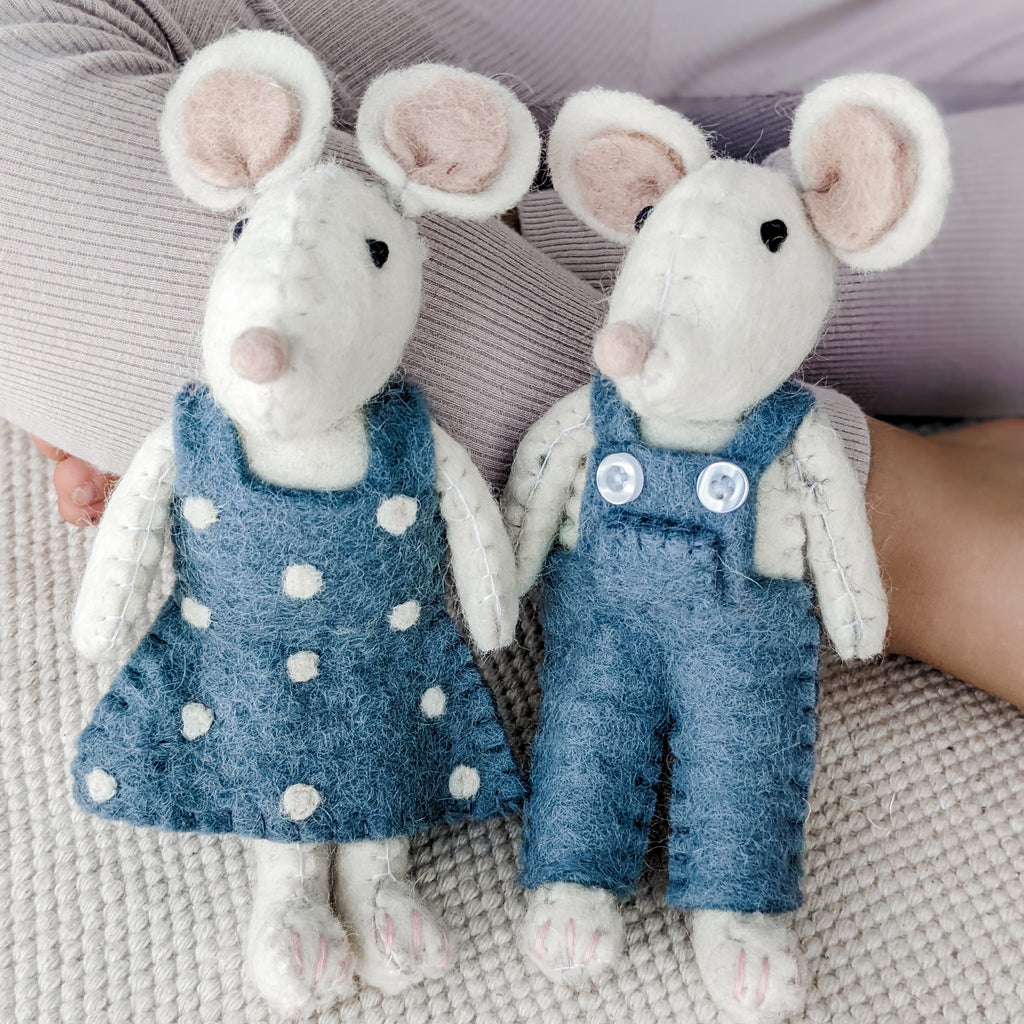 Ethical, eco-friendly, fair trade felt mouse toys. 