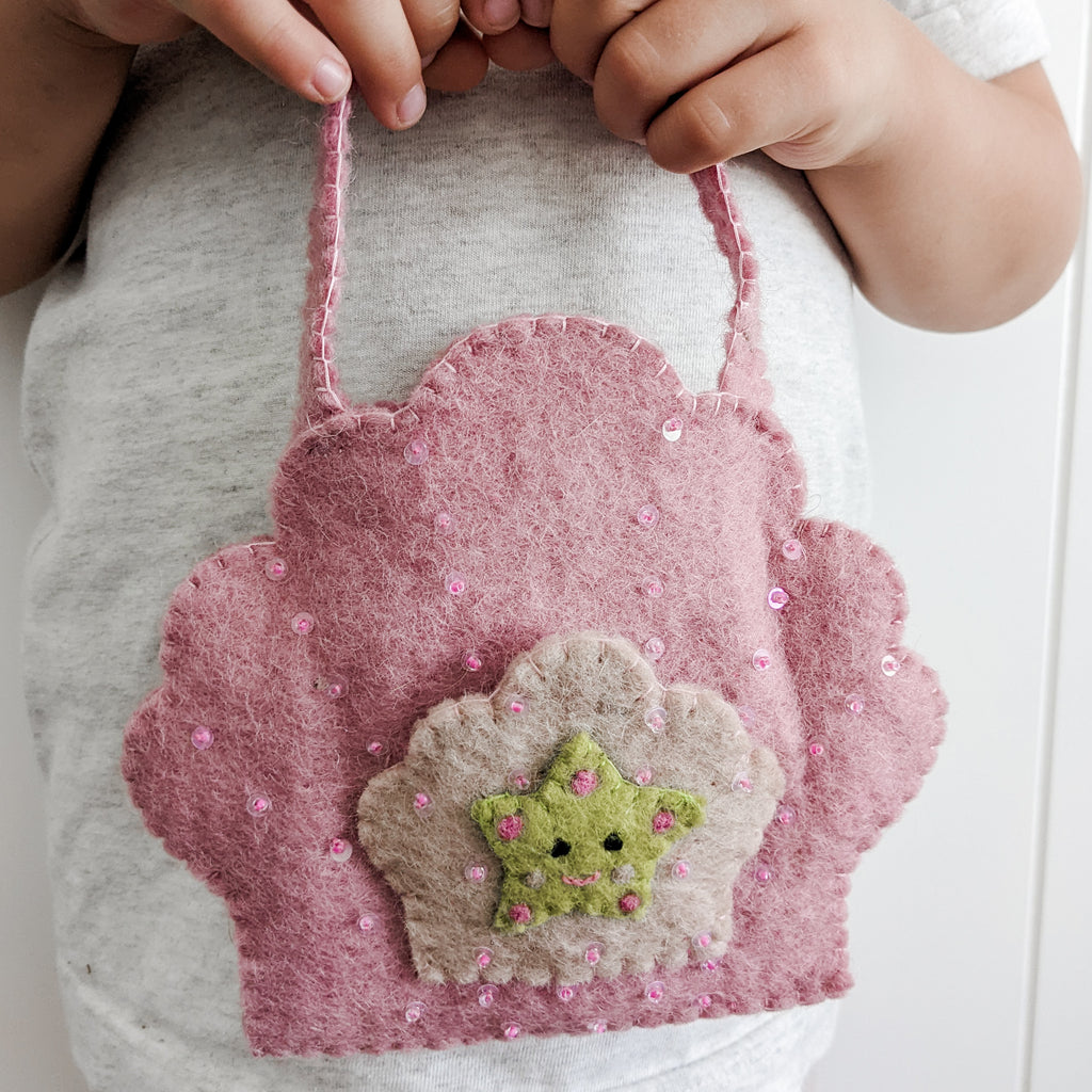 Mermaid felt play set which includes a mermaid, turtle, octopus and seahorse. Eco-friendly and fair trade. 