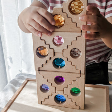 Dutch Step Window Gable Gem Blocks wooden kids puzzle