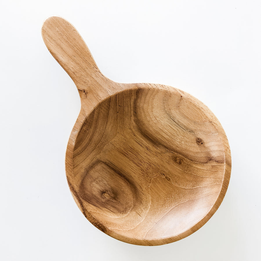 This large wooden scoop toy is perfect for sand and water play.