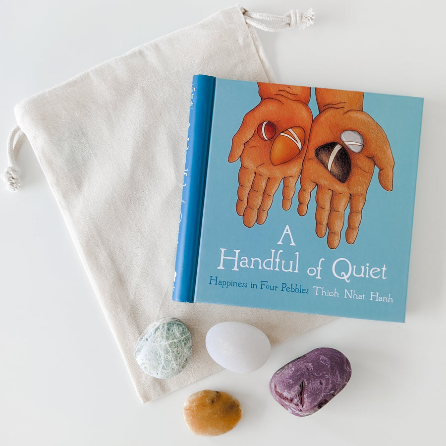 pebble meditation kit for kids and A Handful of Quiet by Thich Nhat Hanh