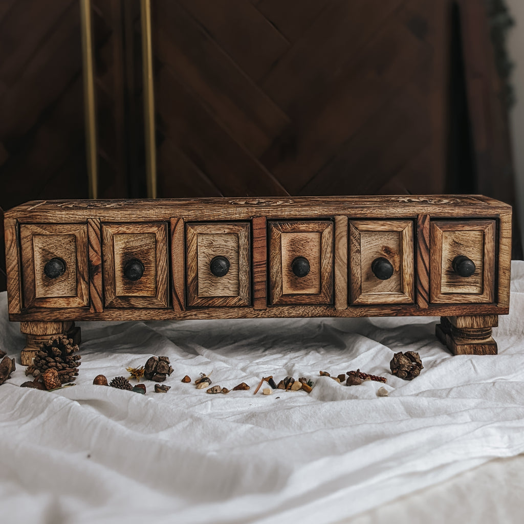 Wooden Chest with Drawers